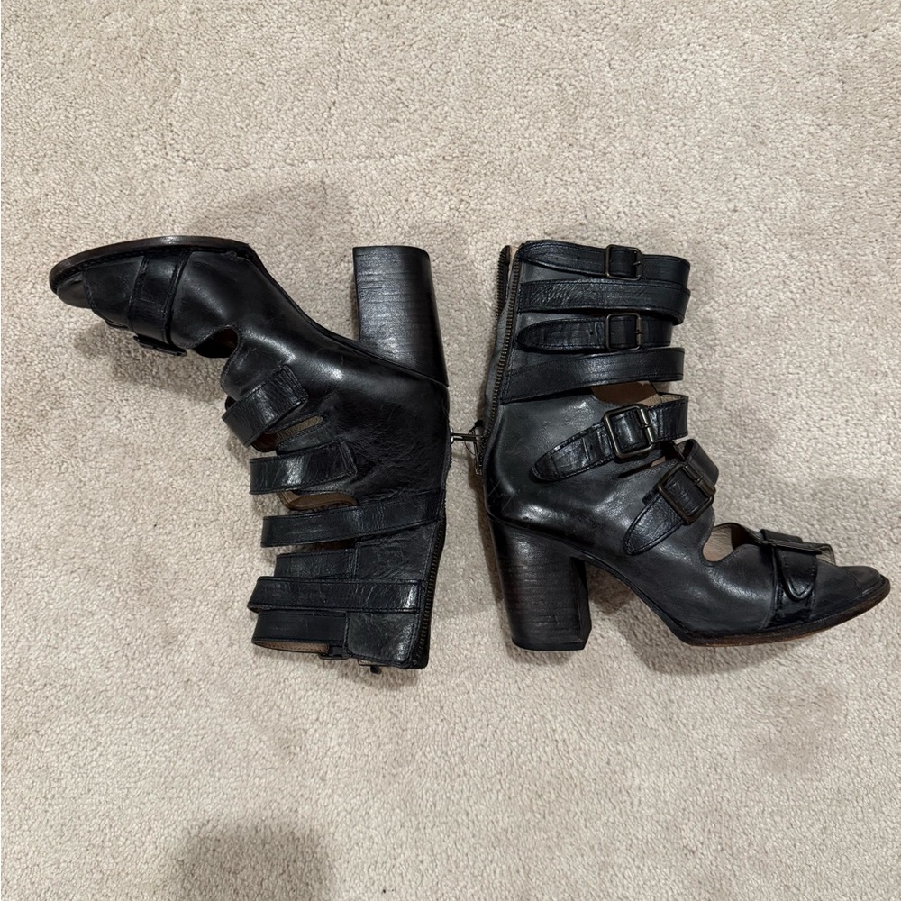 Freebird Bond by Steven Black Buckle Up Boots 10 Leather Whitewash - Picture 5 of 7